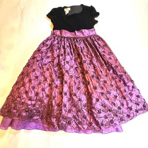 American Princess Girls Formal Dress Size 16 Black Velvet Purple Party Dress